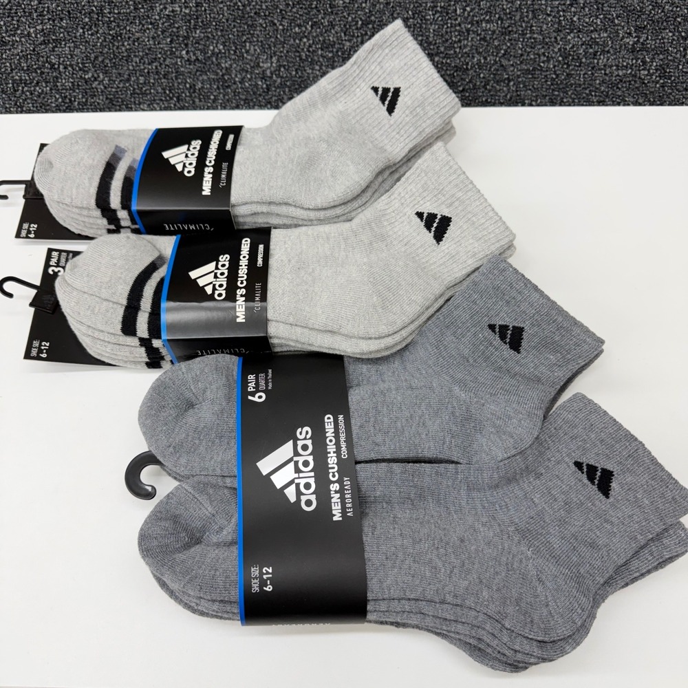 Adidas Mens Cushioned Quarter Socks 12 Pairs Size 6-12 Climalite Aeroready NWT